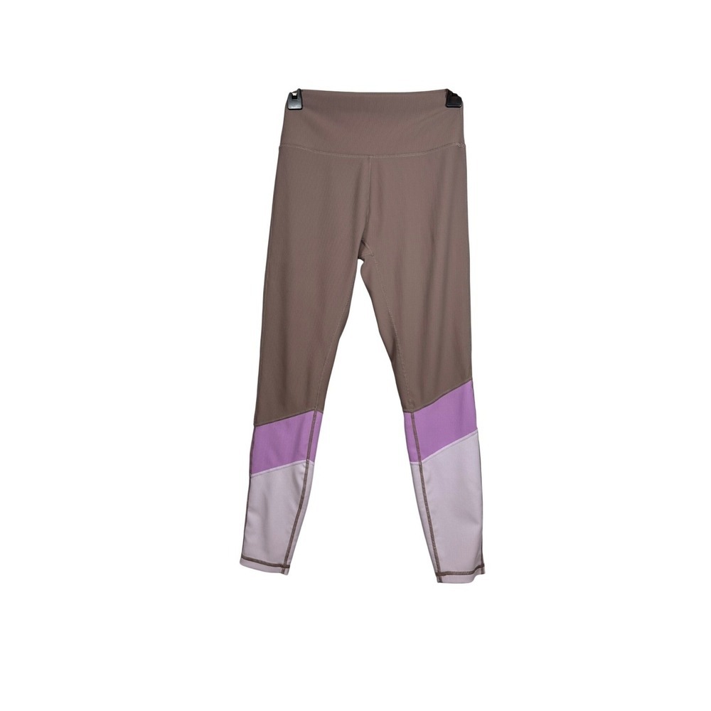 WILO Ribbed Leggings, Mauve Purple Colorblock, Size Small